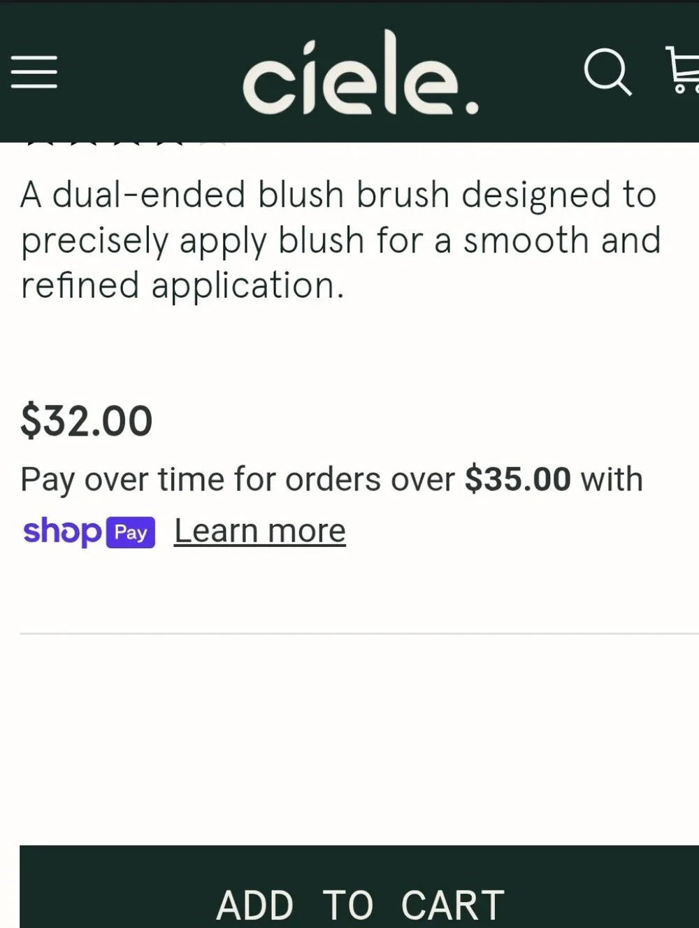 Ciele The Cream & Powder Dual Ended Blush Brush NEW MSRP $32